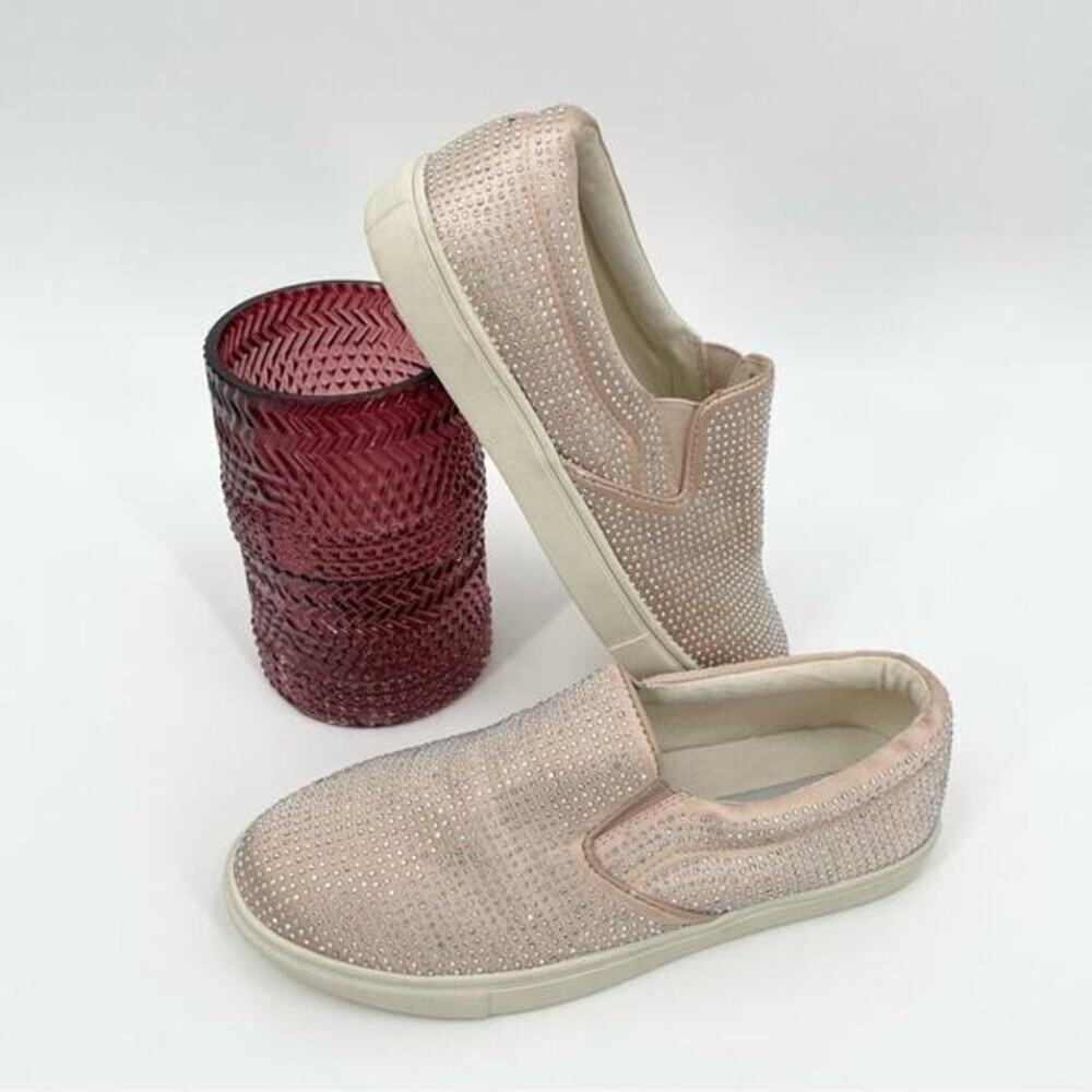 Steve Madden Ena Rhinestone Crystal Embellished Sneakers Satin Size 6